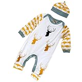 FEITONG Newborn Infant Baby Boy's Deer Bodysuit Romper Jumpsuit+ Hat (12-18 Months)