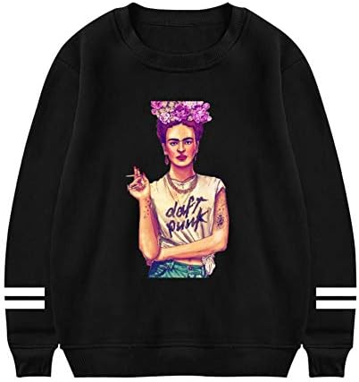 AJING1991 Women Round Neck Sweater Frida Kahlo Cool Long Sleeve Hoodie