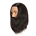 Traininghead 8-10'' Male Mannequin Head 100% Human Hair Hairdresser Salon Training Practice Head Manikin Cosmetology Doll Head With Clamp Stand (Black)