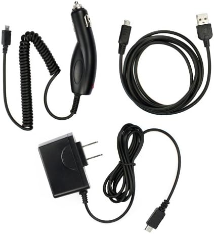 Fenzer Black Wall &amp; Car &amp; USB Data Sync Charge Cable for Casio Hitachi C811 GzOne Commando 4G LTE Windows Phone Cell Phones