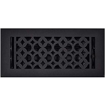 Floor Register 4x10 - Handcrafted Cast Iron HVAC Vent Cover - Elegant Floor Registers with Steel Damper, Durable, Sand Casted, Powder Coated, Matte Flat - Black