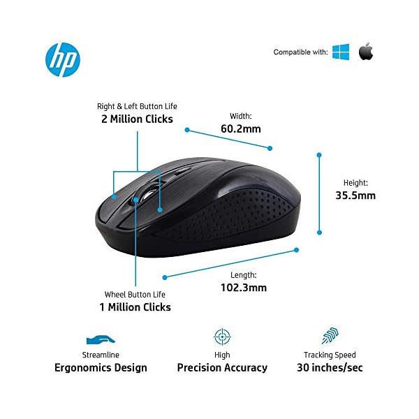HP USB Wireless Spill Resistance Keyboard and Mouse Set with 10m