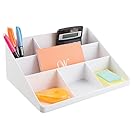 mDesign Office Supplies Desk Organizer for Pens, Pencils, Markers, Sticky Notes, Tape, Envelopes - White