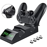 BEBONCOOL PS4 Controller Charger Playstation 4 Charger Station with 4 Micro USB Charging Dongles PS4 Controller Dual Charging Dock for Sony Playstation4/PS4 Slim/PS4 Pro Controller