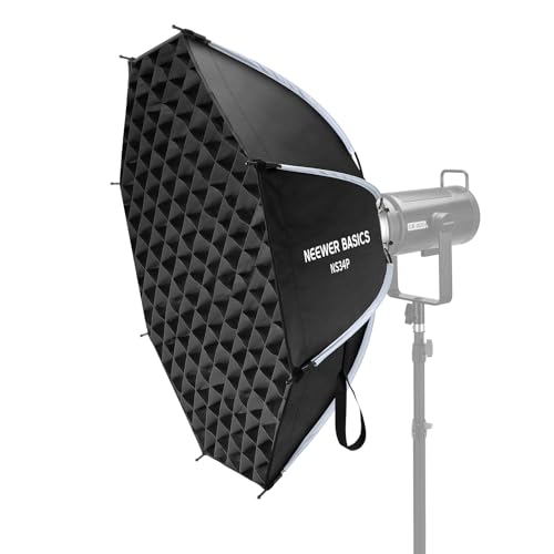 NEEWER Basics Achteckige Softbox Set für Studio Videoaufnahme Streaming, 35"/90cm Schnellspanner Bowens Mount Soft Box/Gitter/Licht Diffusoren/Tasche,