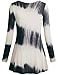 Miusey tunics for women, Ladies V Neck Long Sleeve Shirt Dress To Wear with Leggings Flowy Loose Fit Casual Tops Black and White X-Large