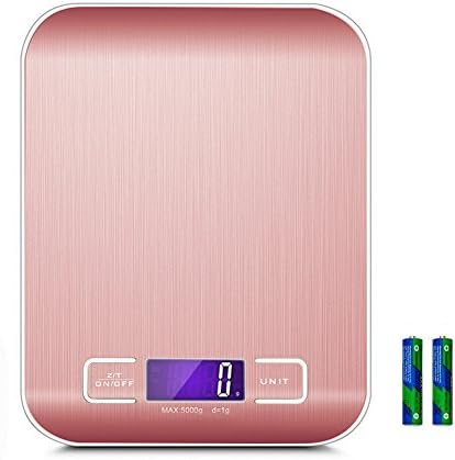 304 Stainless Steel Multifunction Food Kitchen Scale with LCD Display ,Amuda Weight Scale 11 lb 5 kg ,0.01oz/1g Baking Cooking Digital Scale with Ruler (Batteries Included)