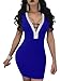Women's Sexy Dresses Deep V Neck Bodycon Backless Club Stretchy Sleeveless Party Royal Blue S