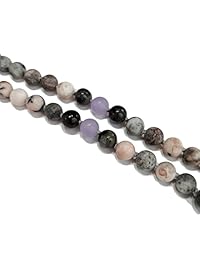 108 Mala Bead Collar   0.315 in rosa Zebra Jasper Labradorite Lavanda Jade Piedras   Amatista Guru Bead   borla de seda Sari   Meditación, consciencia, yoga   Mala para reducir el estrés y la ansiedad