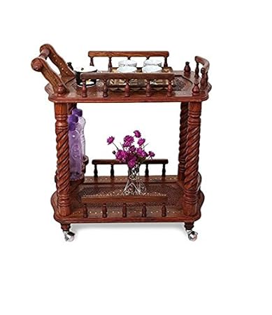 Desi Karigar Wooden Kitchen Tools Storage Service Trolly Size(LxBxH-30x18x32) inch