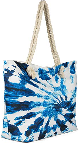 styleBREAKER Damen XXL Strandtasche mit Batik Wirbel Muster Print, Reißverschluss, Schultertasche, Shopper 02012344 – Bild 3