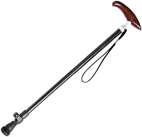 Canes Drive Healthcare Folding Walking Stick with Carbon fiber wood handle non-slip durable (Black)