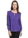 Allegra K Women's Buttons Decor Decorative Pockets Ruched Blouse XL Purple