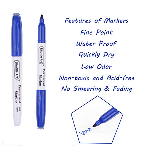 Permanent Markers,Shuttle Art 30 Pack Blue Permanent Marker set,Fine