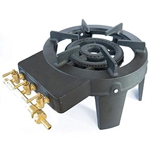 MEVA Gasstel Triglav, Gietijzer, 9.8 Kw, 4 Voeten, 3 Kranen, Zwart