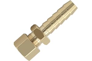 YSIL Compression Fitting 3/8" Tube OD to 3/8" Hose Barb Transmission Cooler Fuel Line Fitting Brass