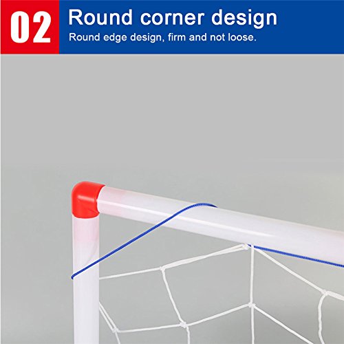 Pannow Mini Folding Football Soccer Ball Goal Post Net Set, Plastic Indoor Outdoor Soccer Multi-Sport Net with Hand Pump for Kids Sport Home Game Soccer Toy - Thumbnail 2