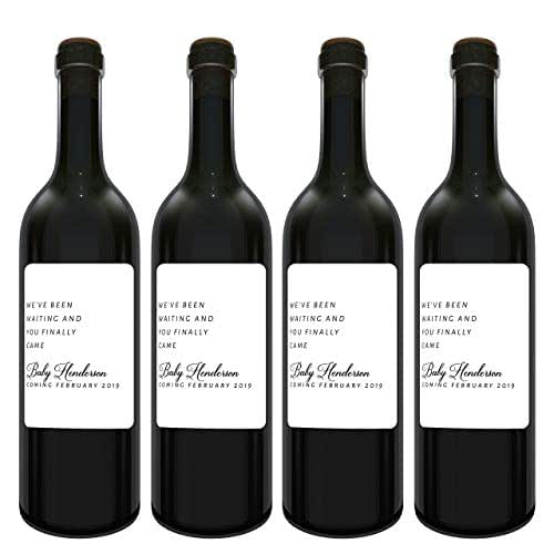 Amazon.com: Pregnancy Announcement Wine Labels, Simple Minimalist Design Sold in Set of Four ...