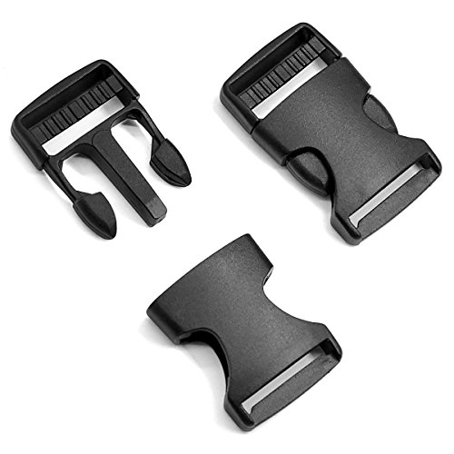 20 Pack 1 Inch Side Release Plastic Buckles ( Black )