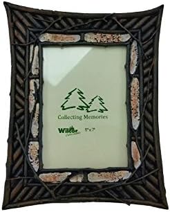 Photo Frame with Curved Edges (Birch Bark &amp; Twig Look) (Holds 5x7)