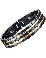 JFUME Herren Magnet Armband aus Edelstahl Männer mit Link Remove Tool Schwarz und Gold 21.5cm