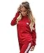 Akery Womens Sports Pullover Hoodie Tracksuit Sweat Pants Set 2 Pcs,Red,X-Large