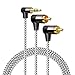 RCA Cable,CableCreation 5ft Angle 3.5mm Jack to 2RCA Male Y Splitter Stereo Audio Auxiliary Cable,Gold-Plated for TV,Headphone, MP3, Tablets, Speakers,Home Theater,HDTV,1.5M