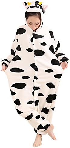 Broadmix Women's Anime Cosplay Adult Pajamas Onesie Homewear Size M Cow