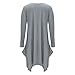 WearLove Women Asymmetrical Loose Long Sleeve Pockets Tunic Shirt Dress Grey 2XL