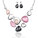 TAGOO Cute Pink Jewelry Set for Women and Girls Pendant Necklace Drop Earrings Resin Crystal Rhinestone Party&Wedding&Daily