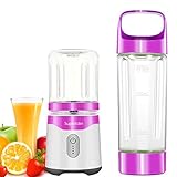 Personal Blender, Supkitdin Portable Blender for Shakes and Smoothies,With 2 FDA Approved Cups, Rechargeable, Powerful 6 Blades for Superb Mixing (Purple)