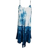 Mogul Interior Daisy Women's Bohemian Tie-Dye Spaghetti Strap Casual Sleeveless Summer Beach Party Dresses S/M