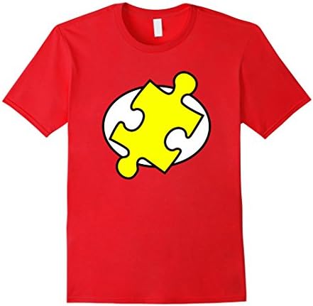 Men's Flash Autism Superhero Jigsaw Puzzle Hero T-Shirt 2XL Red