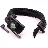 Franterd Multifunctional Paracord Outdoor Rescue Rope - Adventure emergency Bracelet - Fire Starter Umbrella Rope Bracelet - Survival Gear (A)