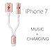 2 in 1 Lightning to 3.5mm Aux Audio Adapter for iPhone 7 / 7 Plus, Sprtjoy 3.5mm Earphone Jack Extender Stereo Connector and Lightning Charging Converter (Rose gold)