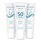 BERGMAN KELLY Travel Size Body Wash (1 Fl Oz, 50 PK, White Tea), Delight Your Guests with a Revitalizing and Refreshing Hotel Body Wash, Quality Mini and Small Size Guest Hotel Toiletries in Bulk