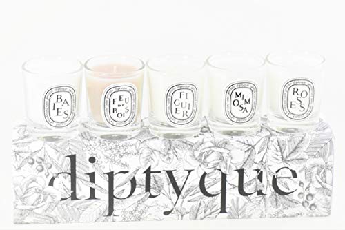 Diptyque 5 Piece Mini Candle Set Baies, Feu de Bois, Figuier, Mimosa & Roses – Exclusive 2019 Fall Collection