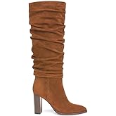 Erocalli Knee High Boots Women Fall Chunky Block High Heel Slouch Fashion Boot Pointed Toe Side Zipper Tall Long
