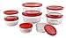 Pyrex Simply Store Glass Round Food Container Set with Red Colored Lids, 16 Piece (Pack of 1) primary