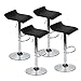 Puluomis Set of 4 Adjustable Swivel Barstools, PU Leather with Chrome Base, Gaslift Pub Counter Chairs, Black