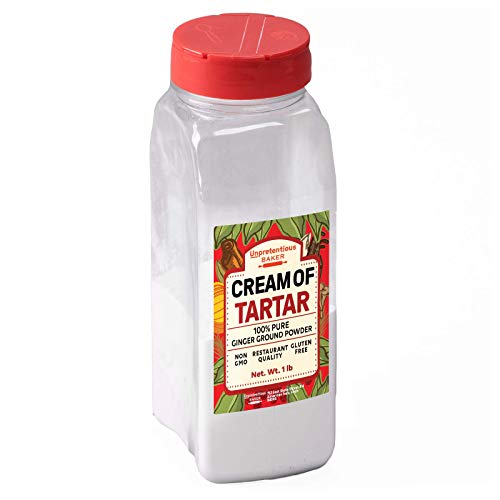 Cream of Tartar, 1 lb. by Unpretentious Baker, Highest Quality USP & Food Grade, Better than Restaurant Quality, Non-GMO, Kosher, Gluten Free, Vegan, Slotted Cap Spice Shaker