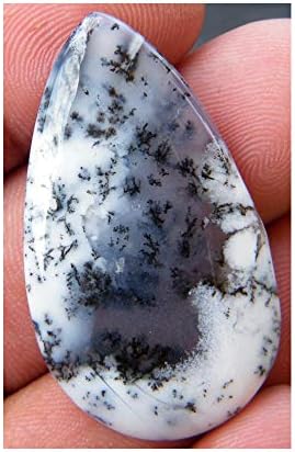 RASIYO Dendritic Opal Cabochon 33Ct Pear Shape 39x22x5mm, Natural Dendritic Gemstone, K-5779