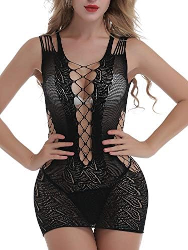 OGNEE Women Lingerie Mesh Bodysuit One Piece Babydoll Free Size Dress