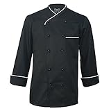 10oz Apparel Long Sleeve Black Chef Coat with White Piping