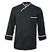 10oz Apparel Long Sleeve Black Chef Coat with White Piping
