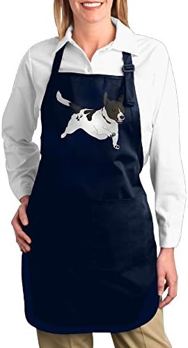 Dogquxio Cartoon Dog Kitchen Helper Professional Bib Apron With 2 Pockets For Women Men Adults Navy