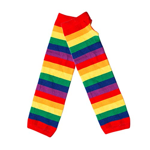 Chalier Womens Rainbow Stripe Knee Thigh High Socks Arm Warmer