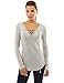 PattyBoutik Women V Neck Lace Up Curved Hem Tunic (Light Gray Medium)