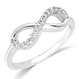 Sterling Silver Rhodium Plated Forever Infinity Ring Love & Friendship Sizes 3~9