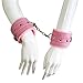 Yistore Soft Comfortable Fur Leather Handcuffs, Faux Soft Suede Leather Whips, Velvet Cloth Blindfold Eye Mask for Couples Role Play Sex Play Kit Pink